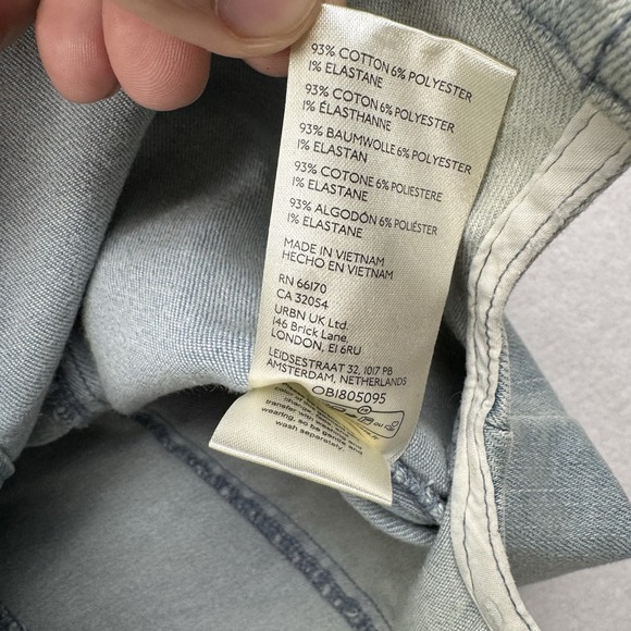 Free People Dress Womens 4 Amber Light Blue Mini Button Up Denim Long Sleeve - Picture 8 of 10